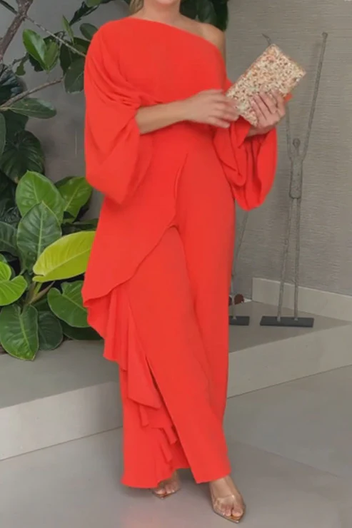 Coral Red Summer Jumpsuit