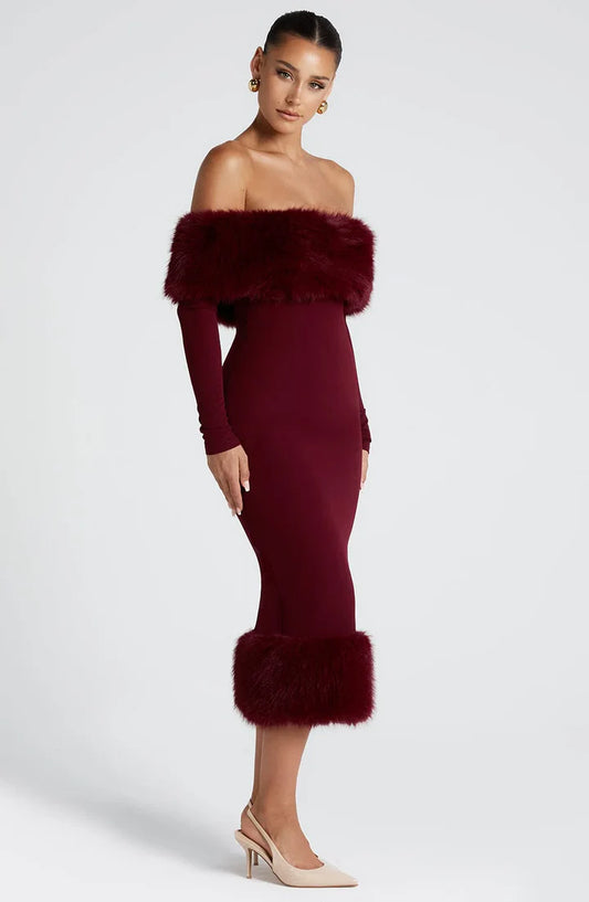 Clog Wine Midi Dress