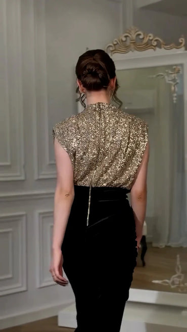 Nob Sparkle Golden Maxi Dress