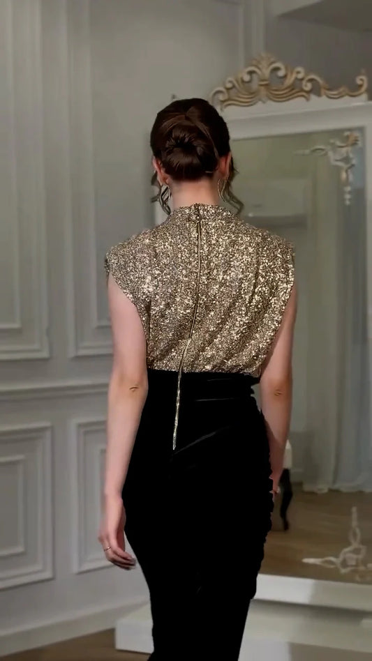 Nob Sparkle Golden Maxi Dress