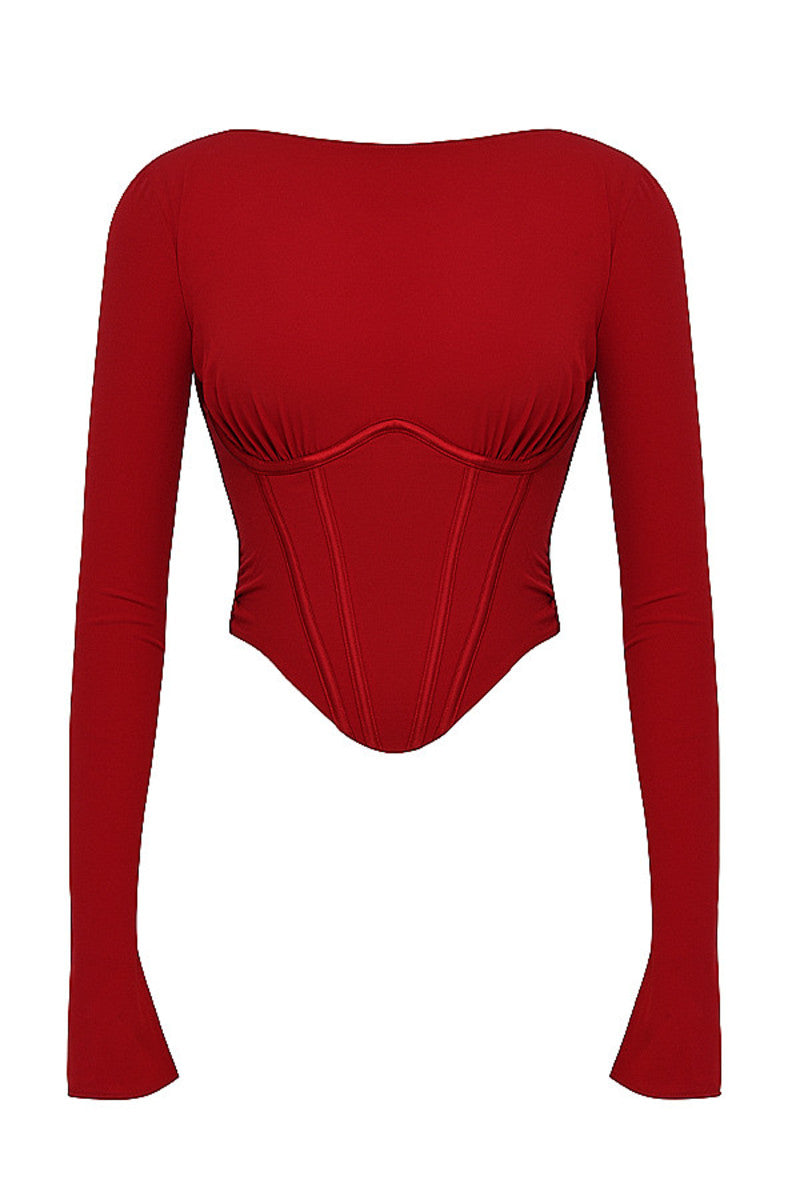 party wear red crop top-Westo India