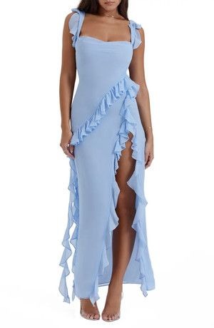 Coral Sky Blue Maxi Dress