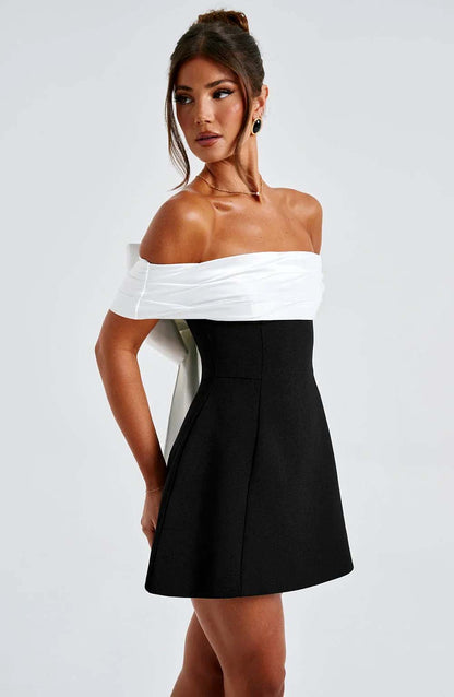 Elegant Back Bow Short Dress