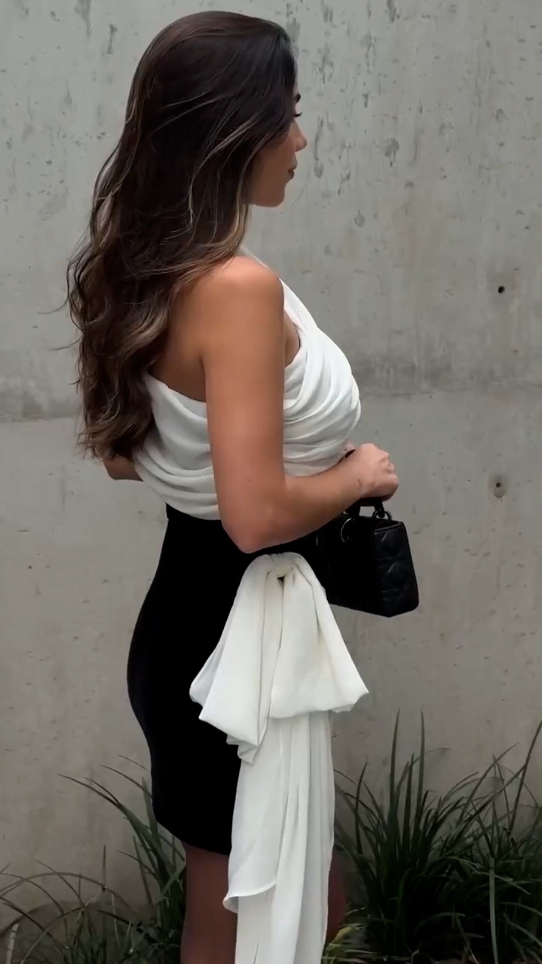 Black Side Tail Short Dress