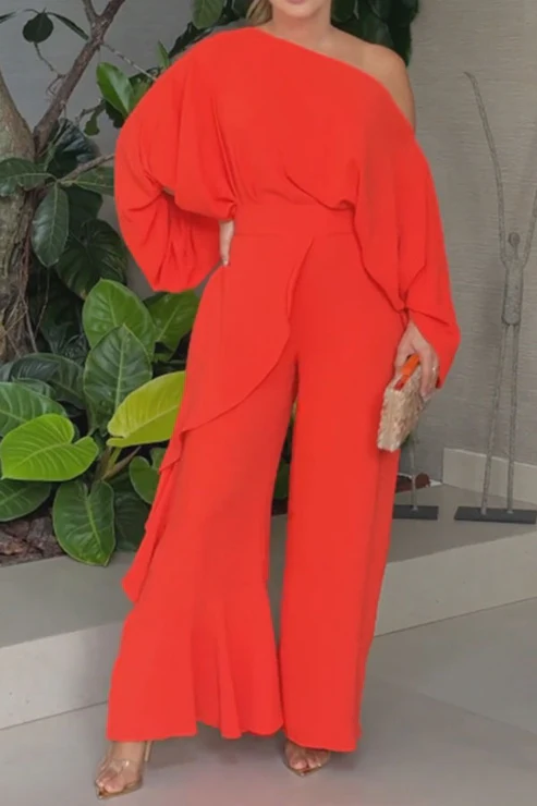 Coral Red Summer Jumpsuit