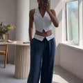 White Waistcoat with Navy Blue Pant Cord