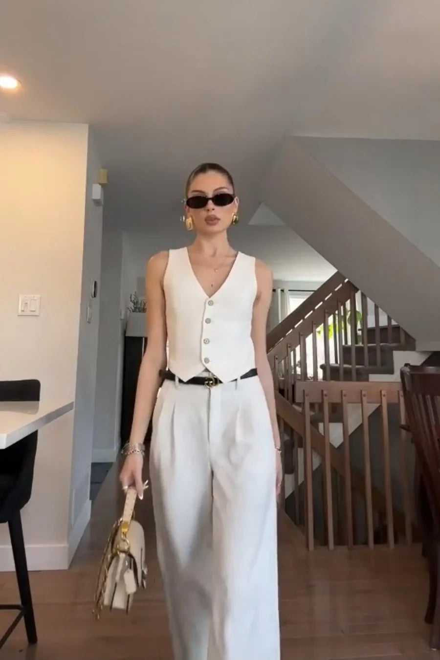 White Waistcoat With Pant Cord