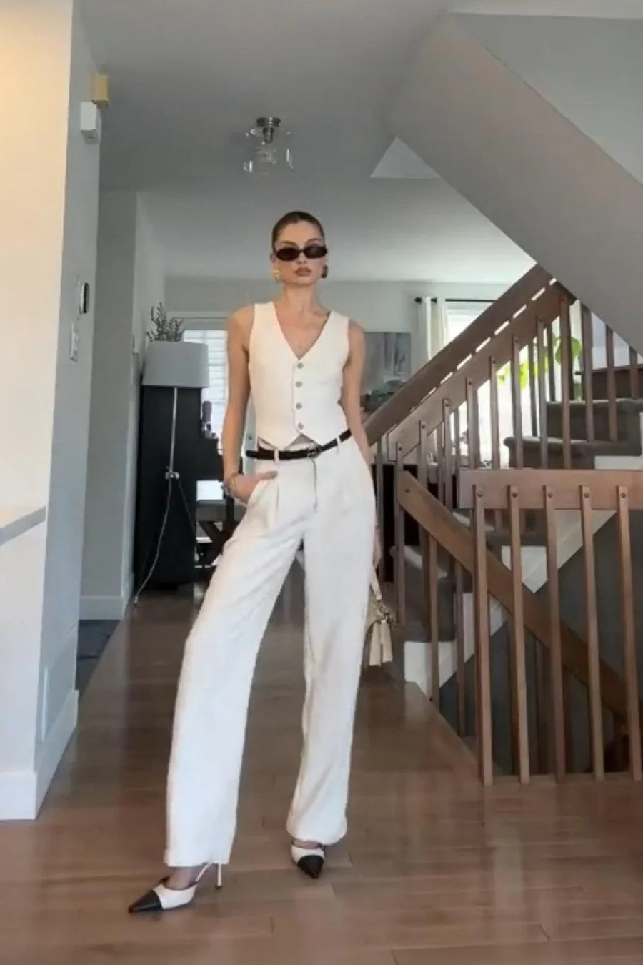 White Waistcoat With Pant Cord