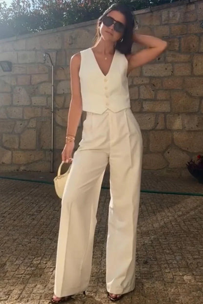 Off-White Waistcoat With Pant Cord