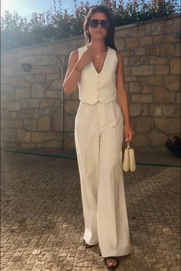 Off-White Waistcoat With Pant Cord