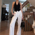 Black Waistcoat with White Pant Cord