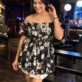 Amaira Black Floral Short Dress