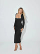 Pearl Bead Black Midi Dress