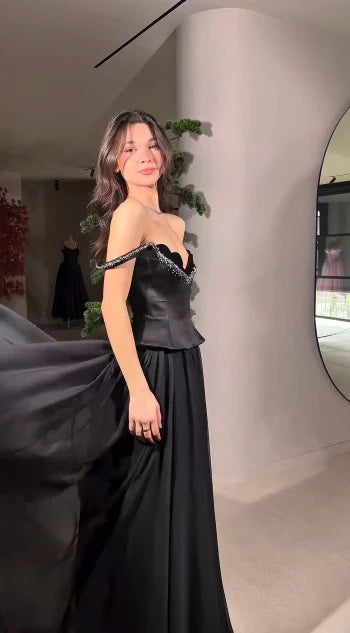 Regin Black Floor Length Dress