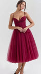 Wine Mesh Midi Dress