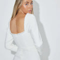 Pearl Bead white Midi Dress