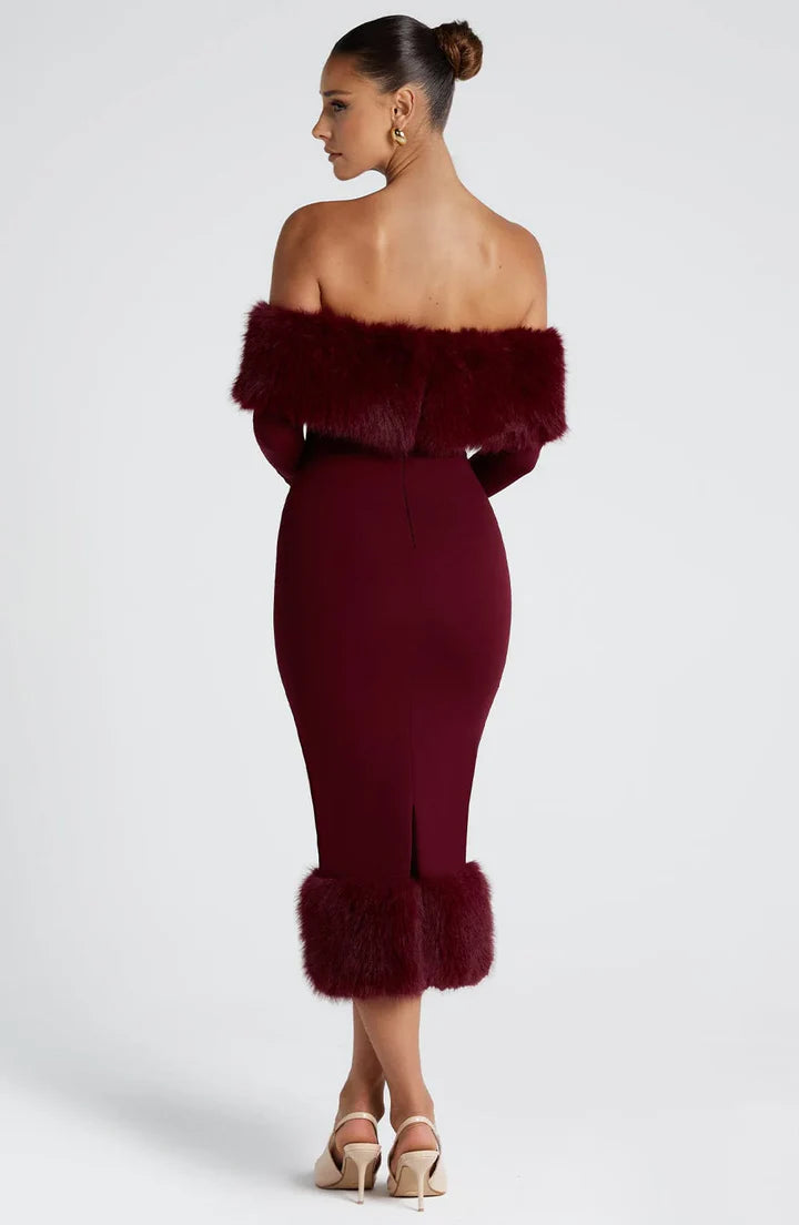 Clog Wine Midi Dress