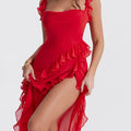 Coral Red Maxi Dress