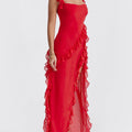 Coral Red Maxi Dress