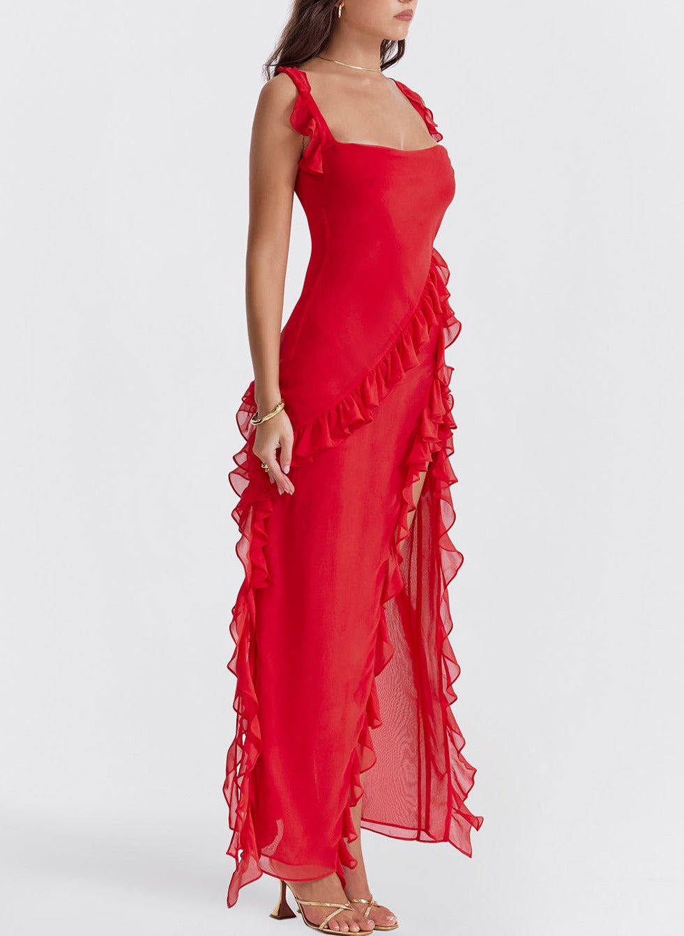 Coral Red Maxi Dress