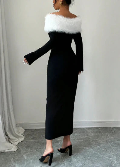 Clog White Black Long Dress