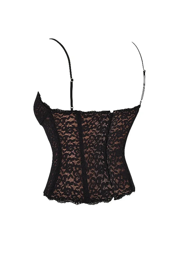 Black Stylish Net Wear Mesh Corset Top For Women