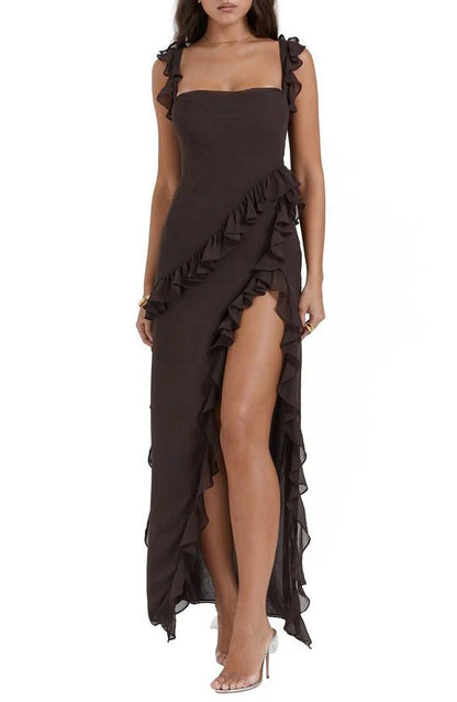 Coral Slit Maxi Dress