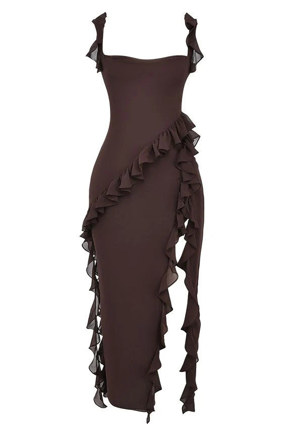 Coral Slit Maxi Dress
