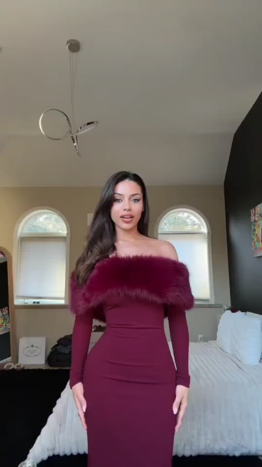 Clog Wine Midi Dress